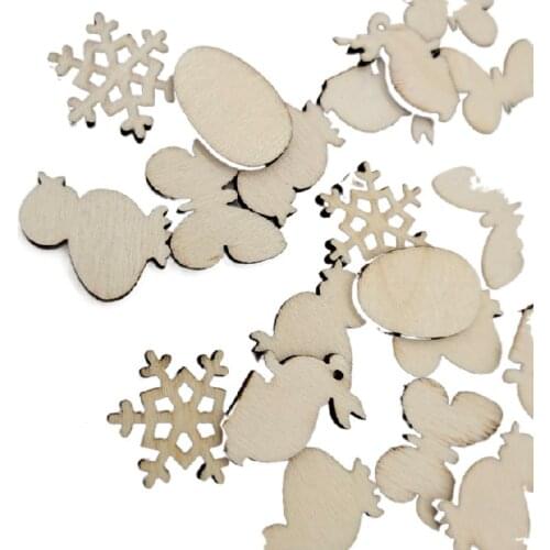 25PCS Wooden Christmas Pendants Ornaments DIY Wood Crafts Xmas Tree Ornaments Snowflake Christmas Party Decorations for Home