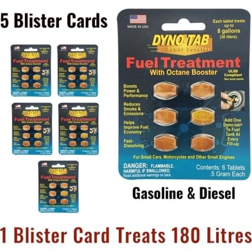 Dyno tab fuel treatment and octane booster for Gasoline & Diesel Carbon Cleaner dynotab Fuel Economy Save (5 Blister cards)