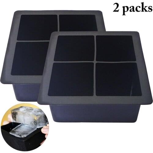 2PCS Ice Cube Mold Creative styling Silicone Black Big Giant Jumbo King Size Large Silicone Ice Cube Square Tray Mold Mould