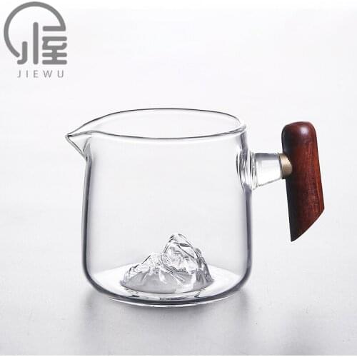 JIEWU Thickened High Temperature Resistant Thickened Glass Cup Wooden Handle Glass Teapot Office Household Kitchen Accessories