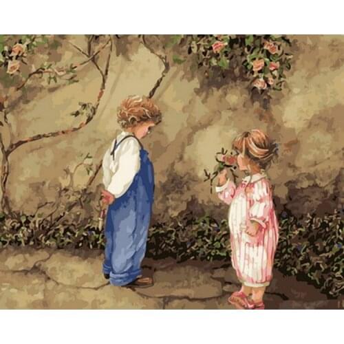 Frameless painting by numbers wall decor diy picture oil painting on canvas for home decor 4050cm pick up the flower