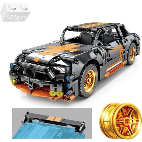 High-tech Sport Car Pull Back Supercar Romeos Model Building Blocks Mustanged Racing Car Kit Bricks Kids Toys For Children Gifts