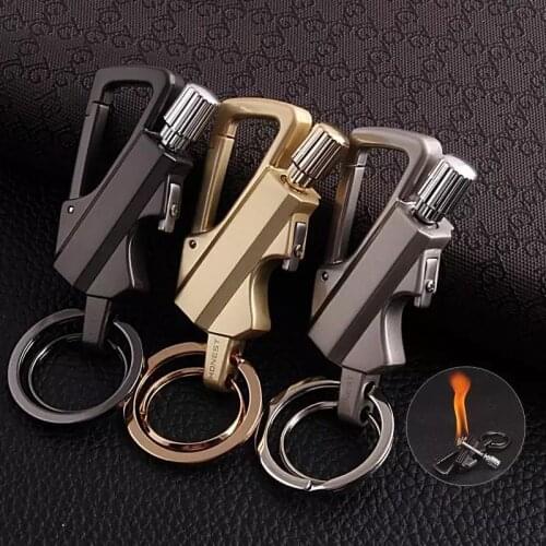 Mini Waterproof Portable Outdoor Survival Keychain Kerosene Lighter Metal Match Ten Thousand Match Lighter Smoking Accessories