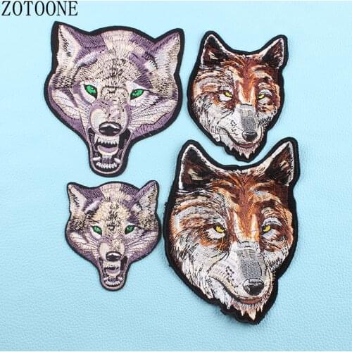 Punk Wolf Patch Skull Reversible Sequin Badge Iron On Embroidered Motorcycle Patches For Clothes Stickers Diy Appliques Heart