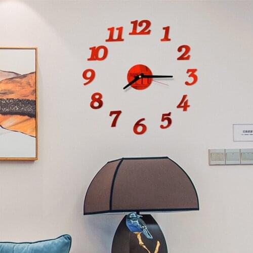Wall Clock Modern Design Office Home Decor 3d Acrylic Mirror Wall Stickers House Decoration Living Room Decoration Digital Clock