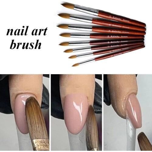 2021 New Acrylic Nail Brush Quality Nail Art Mink Brush Wood Handle Gel Builder UV Gel Carving Pen Manicure Brush Drawing Tools