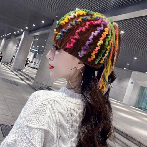 2021 New Style Autumn and Winter Women Hat Knitted Yarn Straight Stripes Dirty Braid Wig Mens Womens Warm Hat Keep Warm