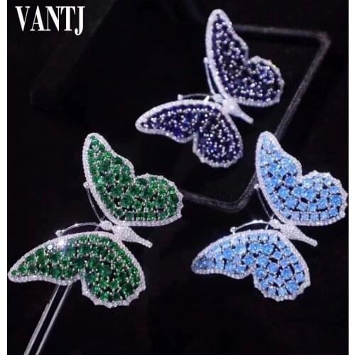New Butterfly Brooch Sterling 925 Silver Created Gemstone Emerald Sapphire for Women Lady Party Wedding Jewelry Gift Wholesale
