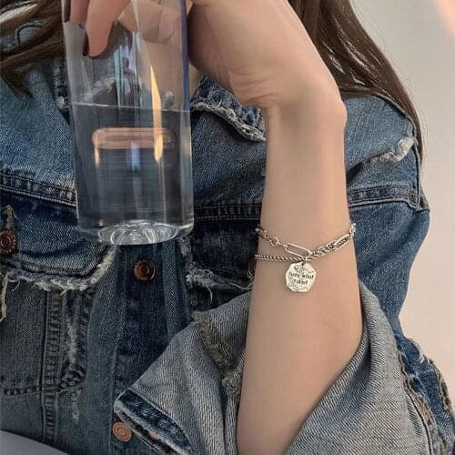 PANGJERY 925 Sterling Silver Double layer Chain Bracelet for Women Couples Vintage INS Fashion Anniversary Jewelry Gifts