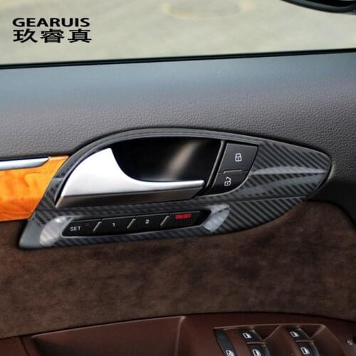Car Styling Carbon fiber Interior Door Handle Covers Trim Doorknob Decorative Frame Stickers For Audi Q7 4l Auto Accessories