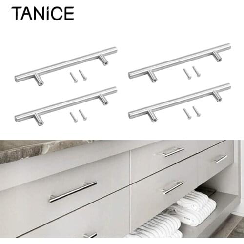 TANiCE 10Pcs 200mm Stainless Steel Kitchen Handle Cupboard Door Drawer Handles T Bar For Bathroom Cabinet Bar Pull Handles