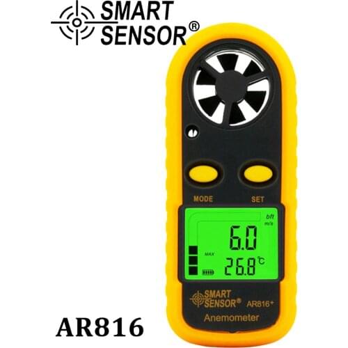 SMART SENSOR AR816+ Portable Digital LCD Wind Speed Anemometer Handheld Wind Speed Meter Air Speed Tester wind speed Detector