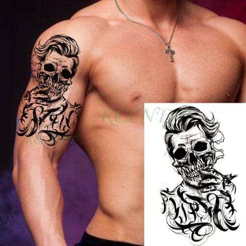 Waterproof Temporary Tattoo sticker joker skull smoke letter big size black flash tatoo fake body art tatto for Girl Men Women