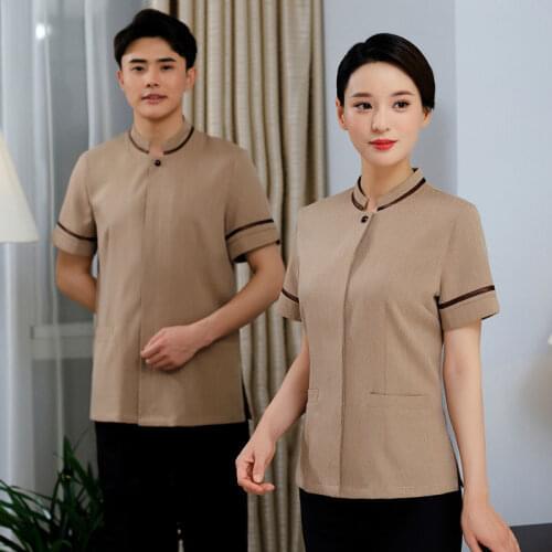 High-End Cleaning Service Uniform Short-Sleeved Summer Clothes Breathable Housekeeping Work Clothes Hotel Top