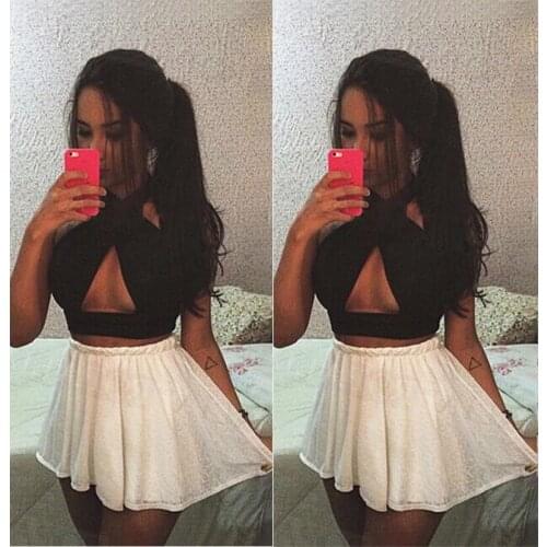 New Womens Cross Over Short Solid Crop Top Ladies Nightclub Bralet V Neck Cut Out Vest Tee Sexy Clubwear Camis