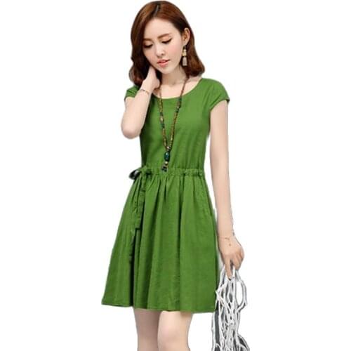 Newest women cotton linen mini dress plus size s-5xl linen women dresses original oversea famous brand design lady casual loose