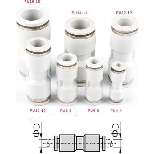 10pcs Air Pneumatic Push in Connect Fitting OD Tube Equal Straight Union Connector 4-16mm Gas Connector Slip Lock Quick Coupling