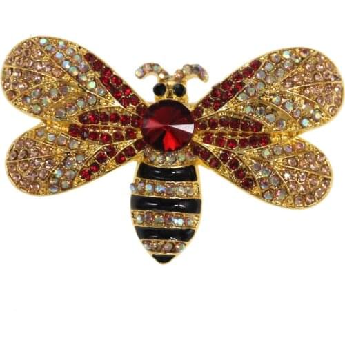 100pcs/ Gold Tone Rhinestone Enamel Fashion Wedding Brooches Vintage Bee Animal Insect Pin Brooch