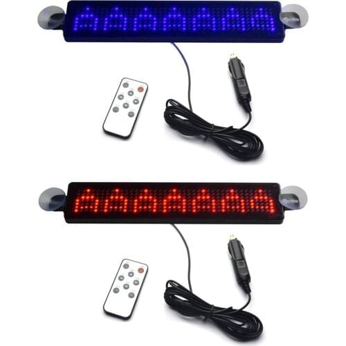 12V Car LED Programmable Message Sign Scrolling Display Board With Remote (Red)