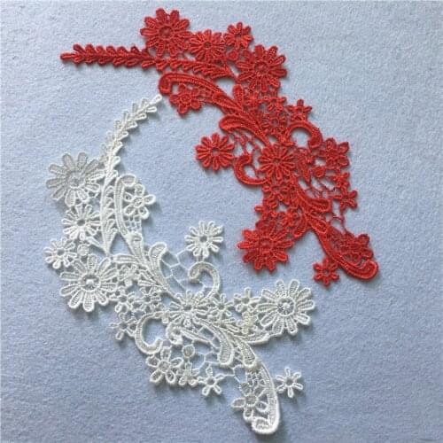 2Pairs 2Colors New Arrival Lace Applique Flower Sewing Trims Wedding Decoration 20X12CM
