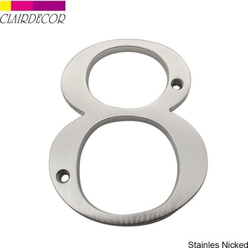 4 in Sold Zinc Modern House Number Hotel Home Door Number Outdoor Address Plaque Zinc Alloy Number for House Address Sign #8