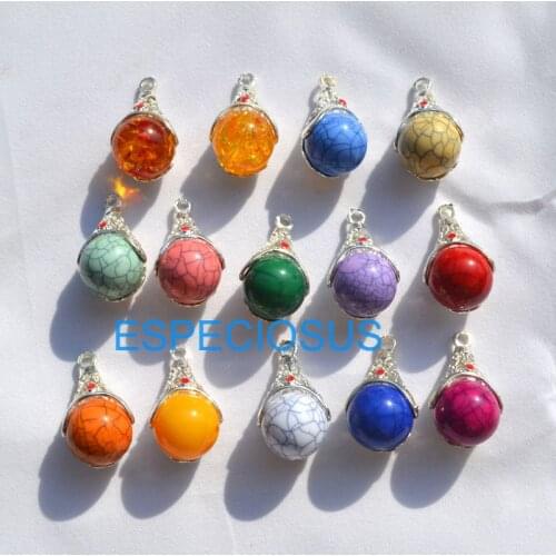 5pcs/lot DIY Jewelry Accessories 34MM Stone Resin Alloy Charms Mix Color Drop Shape Earring Making Findings Silver Color Pendant