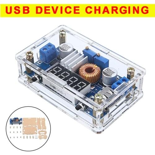 5A Power Step-Down Battery Charge Module LED Driver USB Voltmeter Ammeter Voltage Regulator Power Supply Board with Case