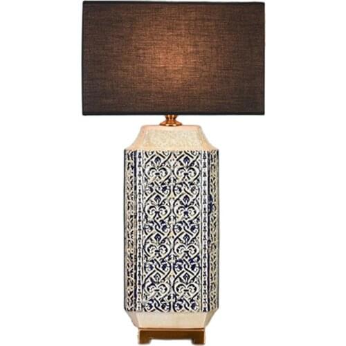 American Style Black Vintage Ceramic Table Lamp For Bed Room Bedside Living Room Foyer Study Desk Reading Night Light LD163