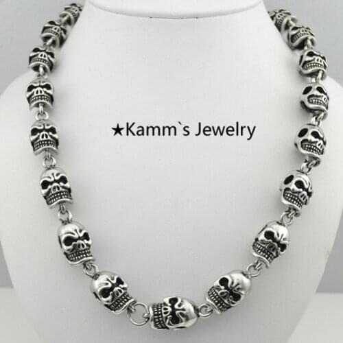 AMUMIU Charms Skull Necklace Punk chain 316L Stainless Steel Casting Biker Chain Top Quality Heavy Cool Hip Hop Rock Hot KN277
