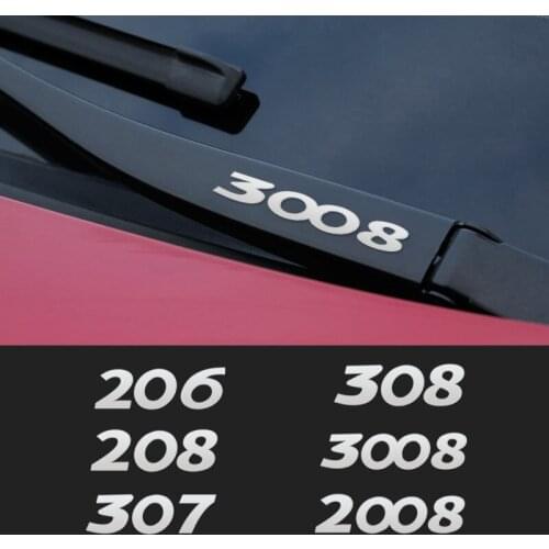 Car Metal Emblem Window Wiper Stickers Reflective Decor Decals For Peugeot 206 207 208 306 307 308 407 408 508 2008 3008