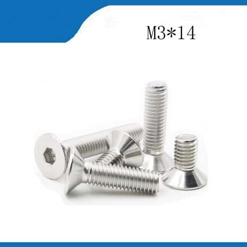 Free shipping100pcs DIN7991 M3 x 14 A2 Stainless Steel Screw Hexagon Hex Socket Countersunk Head Cap Screwsstainless nails,bolts