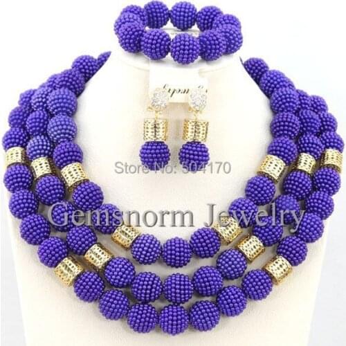 Big Fashion Beads Jewelry Set African Jewelry Sets Royal Blue Nigerian Wedding Beads Jewelry Set Free Shipping WB091