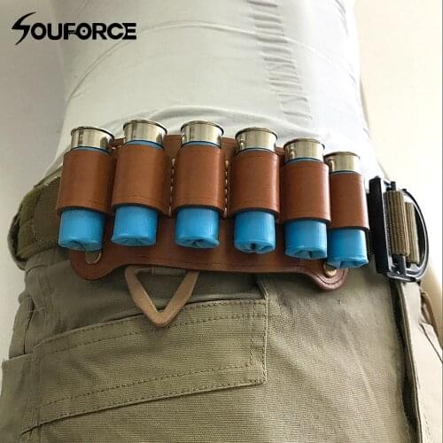 Shotgun Shell Holder 12G Holder Loop 6 Cartridge Tactical Pouch Airsoft Pistol Fit 2" Wide Belt of Hunting Gun Accessory