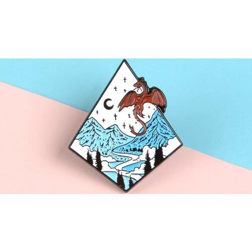 Cartoon Blue Mountain Star Moon Moonlight Animal Dragon Enamel Brooch Alloy Badge Cowboy Clothes Bag Pin Jewelry Gift For Friend