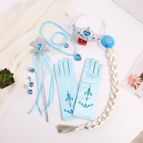 Disney Frozen Princess Wig Toys for Girls Childrens Toys Makeup Set Games for Girls Hand Wash Crown Baby Dolls Accessories New