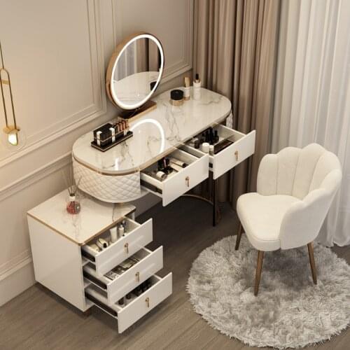 Ins Girls Home Dressers Multifunctional Dressing Table Bedroom Dressing Table and Chairs Creative Solid Wood Dressing Table