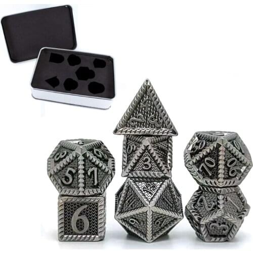 15 Styles 7Pcs Various Shapes Different Number of Faces Educational Toy Digital Number Metal Dice with Box For Party Family Game