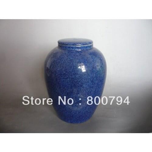 Rare Old Qing Dynasty Snowflake blue glaze porcelain pot,Free shipping