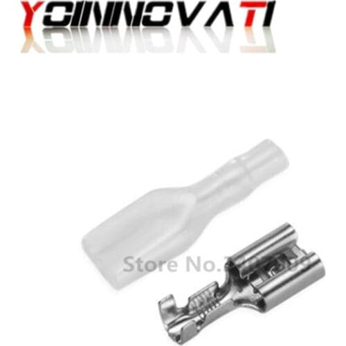 100pcs 4.8 mm with transparent sheath inserted spring 4.8mm Female connector terminal Faston with insulator for wire