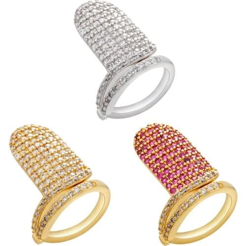 ZHUKOU Trendy Gothic CZ crystal Nail Rings for Women Daily Fingertip Protective Cover Fashion elegant women rings Jewelry VJ159