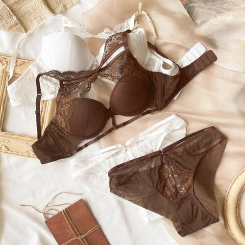 Sexy Adjustable Lingerie Set Hollow Out Lace Bra Set Womens Underwear Lingerie Push Up Thin Thicken Underwear Women Fashion