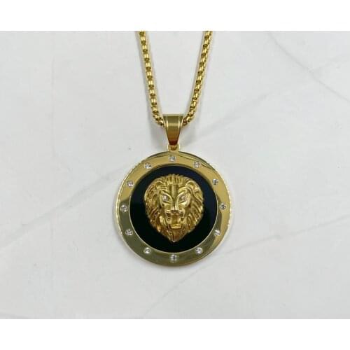 Hip hop Gold Silver color Lion with zircon Head pendants High Quality Fashion Men franco long necklaces Chain for men bijouterie