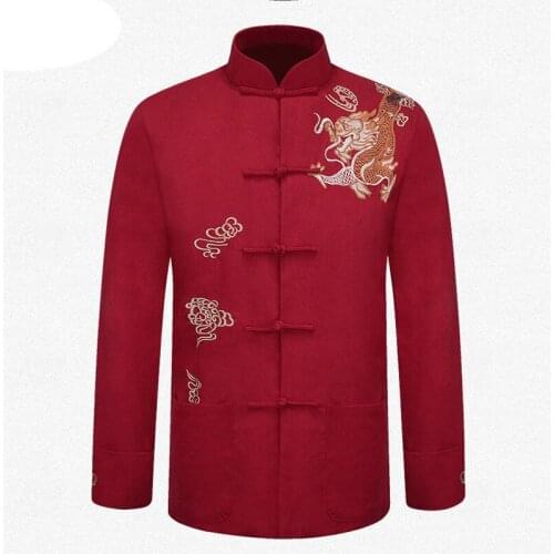 Brand Chinese Traditional Jacket Mens Cotton Linen Embroider dragon Kung Fu Jackets Coats Outerwear M L XL XXL 3XL MTJ201503