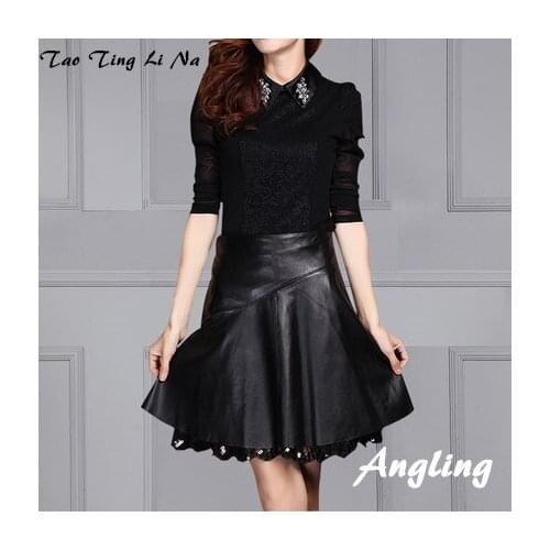 Top brand Leather Sheepskin New Skirt High Waist Skirt K168 high quality