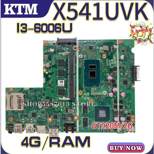 K541U for ASUS X541UV X541UVK A541U X541UJ F541U X541U R541U laptop motherboard mainboard 100% test OK I3-6006U cpu 4G/RAM GT920