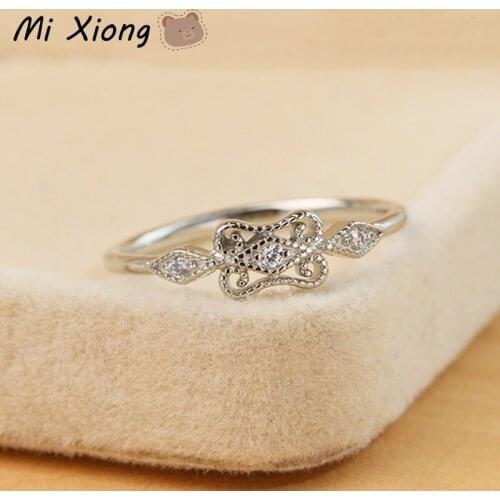 Mi Xiong 925 Sterling Silver Unique Craftsmanship Irregular Shape Hollow Diamond Ring Light Luxury Charm Lady Cute Brand Jewelry