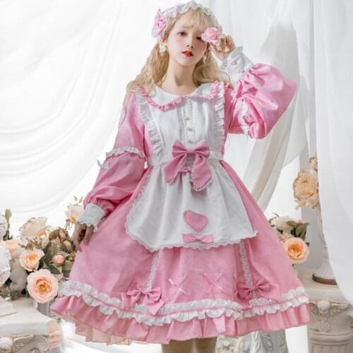 Sweet girls lolita dress Royal fairy soft sister Princess LOLITA dress female ruffles stitching original cute gown dress F1422