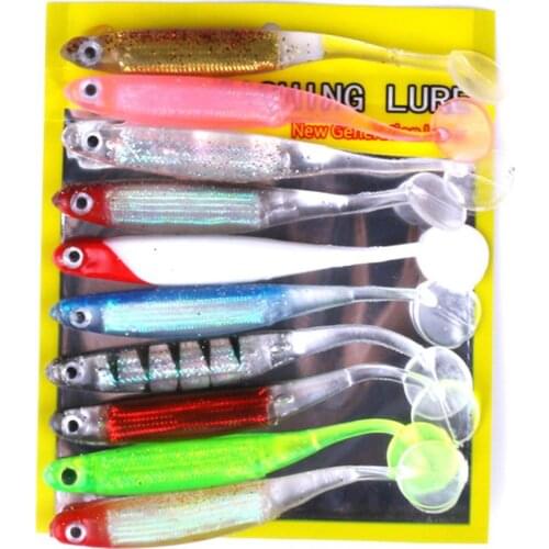 Mounchain Multicolor Fishing lures T Tail Soft Bait Fishing Gear Supplies 11cm Length