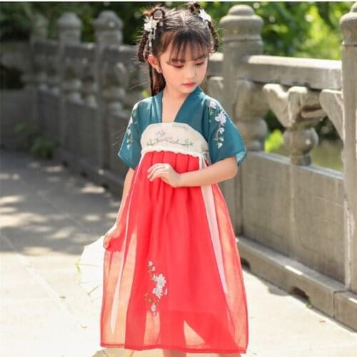 New Girls Hanfu Fairy Dress Traditional Chinese Clothing Dance Ancient Costume Festival Outfit Retro Folk Performance Dresses