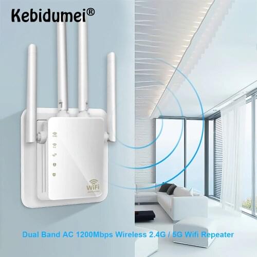 New Wireless Wifi Repeater/Router 1200mbps 2.4G 5G Dual Band Wifi Signal Amplifier Signal Booster Network Range Extender RJ45